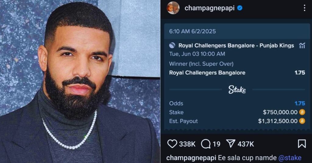Drake Bets Rs 6.41 Crore On RCB Ahead Of IPL 2025 Final